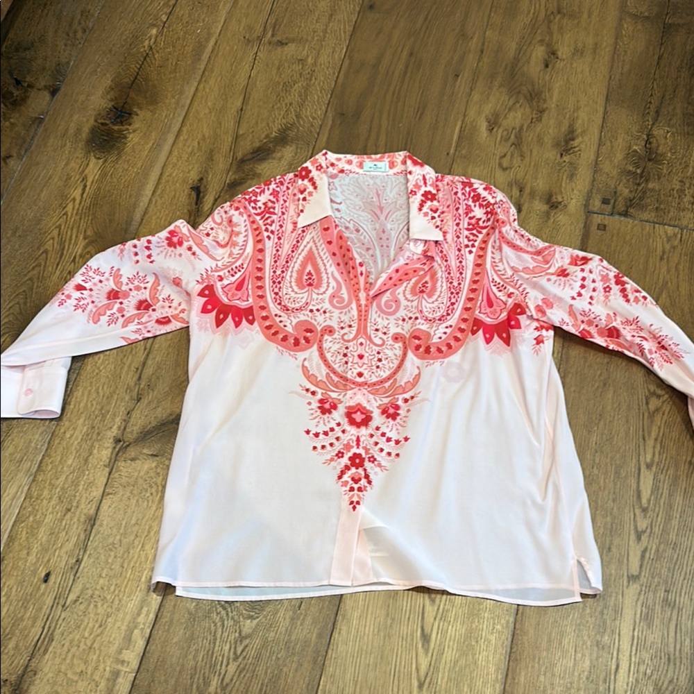 Etro Pink and Red Graphic Button Down Shirt